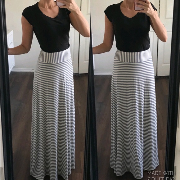 Anthropologie Other - Striped slate blue and ivory Odille maxi skirt
